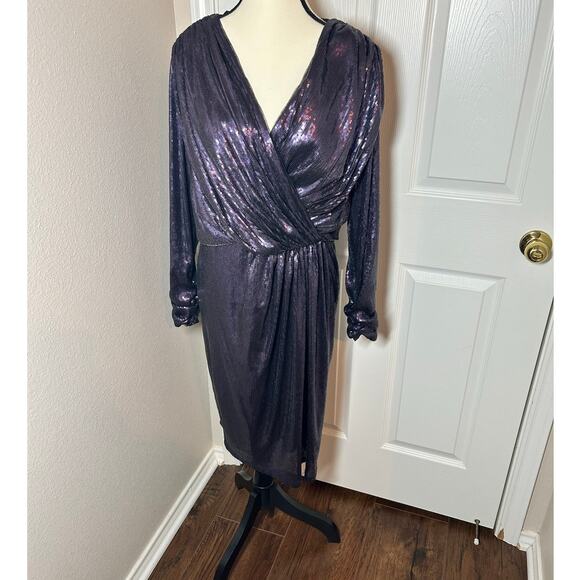 Tadashi Shoji Purple Sequin Midi Dress - Picture 1 of 14